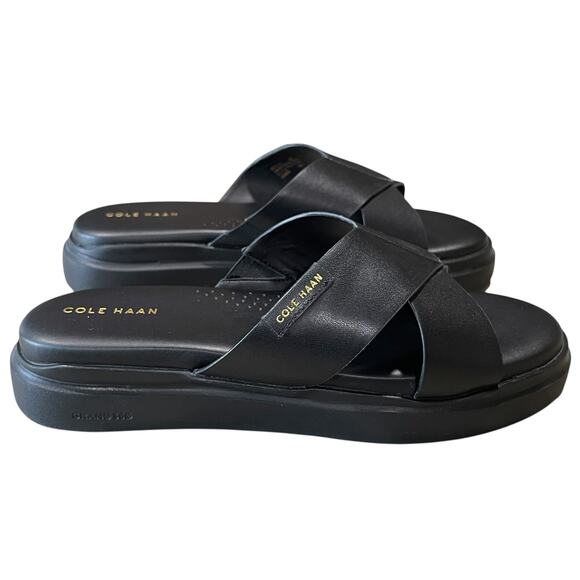 Cole Haan Women's Grandpro Rally Criss Cross Slide Sandals Size 8B in Black - Picture 6 of 9